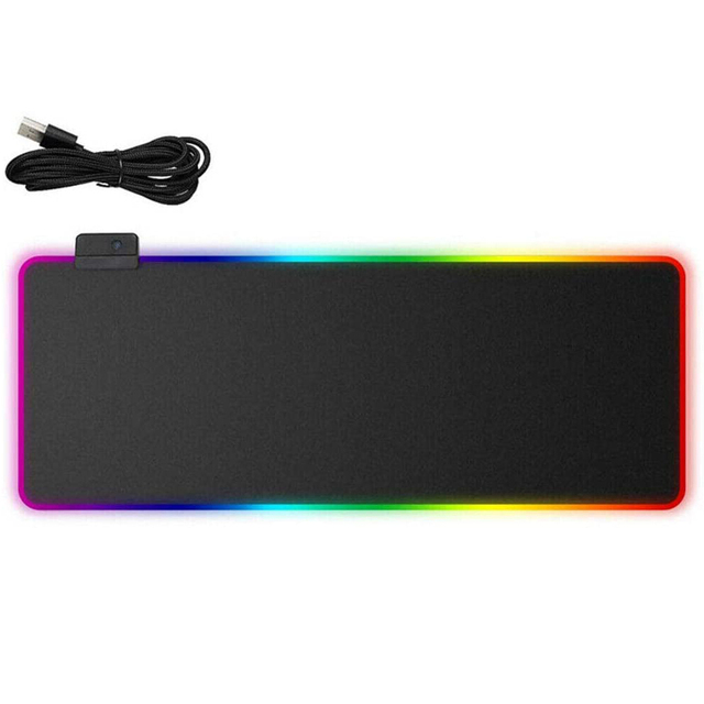 QLM Custom Large RGB LED Mouse Pad USB Wired Lighting Gaming Gamer Mousepad for Computer