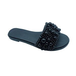 Sandali piatti personalizzati da donna con intarsi <span class=keywords><strong>di</strong></span> perle, ciabatte in <span class=keywords><strong>vetro</strong></span> da donna per l'estate, con soletta in PU per camminare - Product Image 4