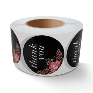 Étiquettes rondes adhésives en gros, logo personnalisé, découpe vinyle en rouleau, impression d'autocollants de remerciement - Product Image 3