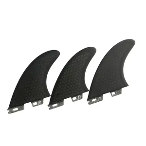 Schwarze Fiberglas Surf board Flossen Benutzer definierte Fiberglas Honeycomb Surf Fin Dual Tab II Thruster Fin Set