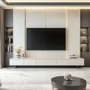 Moderno centro di intrattenimento TV Cabinet per 80 "TV doppio supporto di memorizzazione Console da tavolo con Drop Down porta per <span class=keywords><strong>soggiorno</strong></span> - Product Image 5