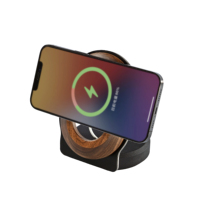 SAMDI Étagère de bureau en bois écologique, accessoires, chargeur sans fil en noyer, support de charge sans fil flexible, support de téléphone