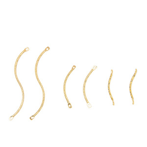 Chaînes en cuivre plaqué or pour la fabrication de boucles d'oreilles, accessoires de bijoux DIY, forme incurvée à double trou, placage 18k 14k - Product Image 5