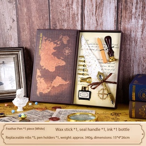 Bolígrafo de plumas de alta calidad al por mayor, estilo europeo vintage con gemas, caja de regalo, para práctica de caligrafía, regalo, sello de cera. - Product Image 6