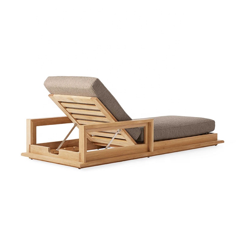 All weather outdoor furniture solid wood teak lounge swimming pool lounge chaise
