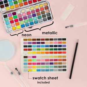 Paleta de Pintura de Acuarela con Bloc de Papel Adicional, Incluye 48 Colores Premium y 2 Pinceles de Agua Recargables - Product Image 2
