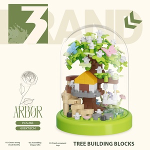 Blocs de construction maison dans les arbres vertes 20 pièces, mini briques en plastique DIY, jouet éducatif à assembler pour enfants - Product Image 3