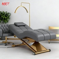Table de massage électrique Meientai noire en forme de S pour cils, tatouage, esthétique, courbée et réglable pour salon, spa et soins du visage