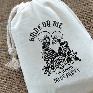 Bolsas <span class=keywords><strong>de</strong></span> Lona Personalizadas con Estampado <span class=keywords><strong>de</strong></span> Halloween 'Hasta que la <span class=keywords><strong>Muerte</strong></span> nos Separe', Bolsas <span class=keywords><strong>de</strong></span> Regalo Reutilizables y Duraderas para Fiestas - Product Image 5