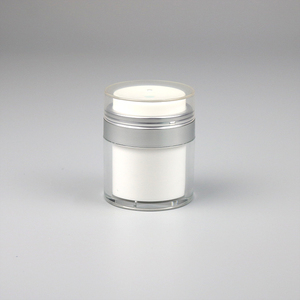 Tarro de crema hidratante con bomba de empuje sin aire cosmético ecológico de lujo 100mL plástico verde de doble pared recargable para crema de ojos - Product Image 6