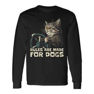 Les règles des amoureux des chats sont faites pour les chiens, t-shirt à manches longues pour chat amoureux des chiens - Product Image 1