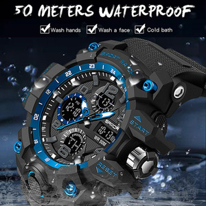 SANDA 6021 Montre de sport pour adolescents, très tendance, affichage analogique-numérique, date de la semaine, alarme lumineuse, montre multifonction - Product Image 3