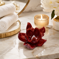 Tempat Lilin Kaca Lotus Buatan Tangan dengan Lapisan Elektroplating untuk Lilin Tealight Natal, Hiasan Meja Floral, Dekorasi Rumah