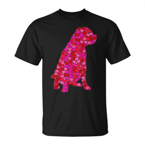 Camiseta de San Valentín con Corazón Rosa y Rojo para Amantes de los Perros, Camiseta Promocional - Product Image 2