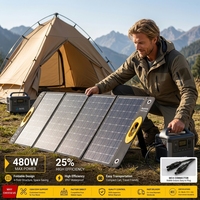 Panneau solaire pliable JiYao 480W, rendement de 25%, haute puissance, noir, 128 cellules, 182mmx91mm, utilisation en camping-car, marine, extérieur