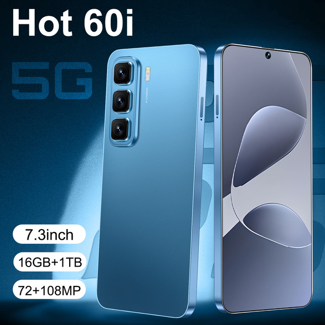 2026 Hot-selling Hot 60i 5G Smartphone 16GB+1TB Dual SIM Snapdragon 800 Series 120Hz OLED 108MP 65W Quick Charge Global Language