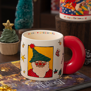 Tasses à café en céramique créatives avec motif de Père Noël, cadeau de Noël, tasses de Noël, tasse Arbre de Noël - Product Image 6