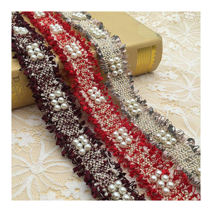 Fantaisie <span class=keywords><strong>femme</strong></span> décorative 3CM Vintage Nylon or perle perlée brodé dentelle ruban d'habillage pour coudre des vêtements - Product Image 1