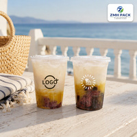 Gobelets jetables personnalisés en PET de 98-16 oz, gobelets en plastique transparent avec couvercles pour jus, bubble tea, café