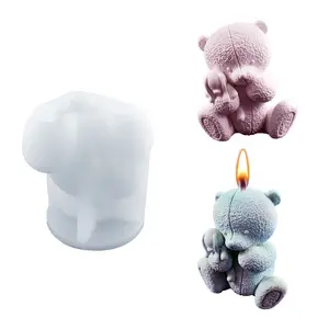 Diy 3D Bear Soy Wax Candle Silicone Mold Woven Bear Hugging Bear Gypsum Aromatherapy Silicone Candle Mold
