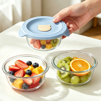 Boîte à lunch ronde empilable en verre borosilicate de haute qualité, étanche et hermétique, pour le stockage des aliments