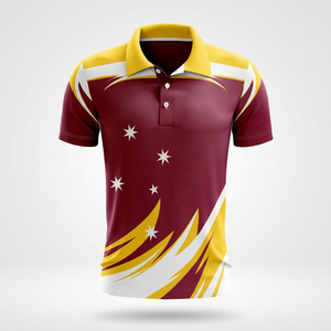 เสื้อโปโลแขนสั้นผู้ชาย สีแดงเลือดหมู เหลือง ขาว ลายดาว พิมพ์ลายแบบซับลิเมชั่น แห้งเร็ว ทรงปกติ สวมใส่สบายๆ - Product Image 3