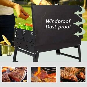 Ensemble pliable portable pour le camping familial, barbecue extérieur en acier inoxydable, barbecue au charbon de bois - Product Image 4