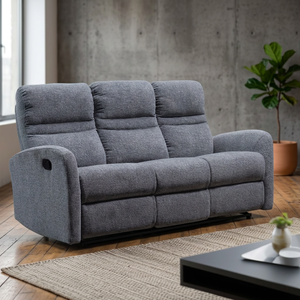 Modern Gray Fabric Power Recliner <b>Sofa</b> Three Seater Upholstered Lounge Couch For Living Room Home Furniture - Product Image 1