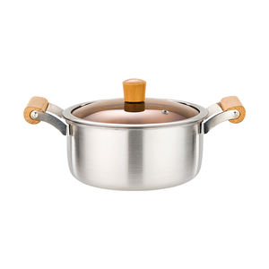 Pure Aluminum Soup <b>Pot</b> with Glass Cover Heat Resistant Wooden Handle Gas & Induction Ready - Product Image 6