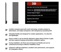 Film adhésif d'affichage LED transparent holographique 3D P2.5P3.9P6 P10 Écran LED en verre cristallin pour centre commercial