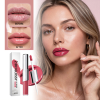 Gloss à lèvres brillant longue tenue 2-en-1 AMZ (rose foncé) – Couleur intense, lisse, hydratante, éclatante, polyvalente pour un usage quotidien