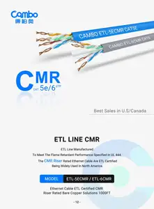 ईटीएल लाइन/सीरीज सीएमआर लाइन कैट5ई प्लेनम केबल सॉलिड कॉपर 0.51 मिमी 1000 फीट सूचीबद्ध 24awg यूटीपी पीवीसी सीएमआर ग्रीन सीएमआर प्लेनम केबल