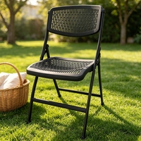 Chaise pliante légère d'intérieur et d'extérieur en maille plastique respirante pour jardin, balcon, fête et sièges temporaires
