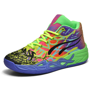 Chaussures de <span class=keywords><strong>basket</strong></span>-ball pour hommes, baskets montantes imprimées graffiti colorées, motif galaxie vibrant, chaussures de sport pour streetball et entraînement athlétique - Product Image 3