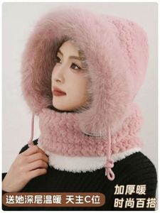 Winter Woman Neck Hat Integrated Lei Feng Ear Protection Windproof Warm Durable <b>Acrylic</b> Bike Head Cap Outdoor Casual - Product Image 4