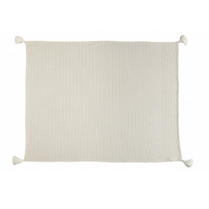 HMS 50 \ "X 60 \" coperta in cotone intrecciato bianco e nero con nappe - Product Image 2
