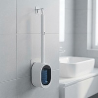 Ensemble de brosses de nettoyage de toilettes jetables écologiques à fixer au mur avec manche long
