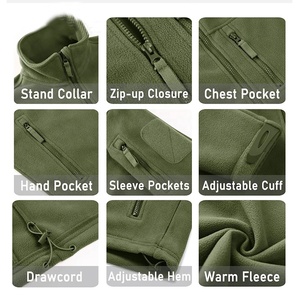 แจ็คเก็ตขนแกะสำหรับผู้ชาย, เสื้อกันลมมีซิปมีกระเป๋าให้ความอบอุ่นมีซิปรูดและกันลม - Product Image 5