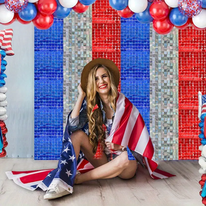 Panneau mural carré à paillettes scintillantes pour le 4 juillet et la Saint-Valentin, 30x30cm, rouge, argent, bleu, pour le Jour de l'Indépendance et le Jour commémoratif - Product Image 4