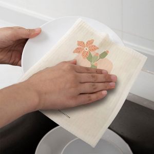 Ensemble de torchons de cuisine doux réutilisables bon marché de conception personnalisée éponge absorbante lavable nettoyage vêtements de vaisselle suédois - Product Image 4