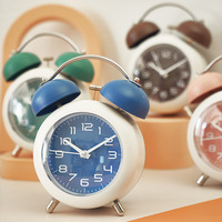 Réveil simple de style coréen, mouvement silencieux, cadran haute définition, cloche métallique, veilleuse douce, horloge analogique