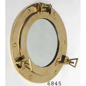 Ojo de buey de latón dorado náutico de 14 ", acabado en pulido de barco con espejo de forma redonda y nuevo diseño de moldeado - Product Image 2