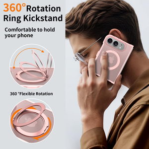 Étui Duo pour <span class=keywords><strong>iPhone</strong></span> rose luxueux et mignon avec support rotatif, finition mate douce au toucher, étui magnétique personnalisé pour téléphone portable pour femmes et filles - Product Image 5