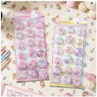Pegatinas Redondas de Epoxi, 6 Sets de Colores Pastel, Lindos Animales y Estrellas, Calcomanías 3D Transparentes con Brillo, para Decorar Diarios, Teléfonos, Tazas y Manualidades