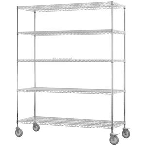Nsf 5 מגורי מחסן מסחרי מדפים עם גלגלים מתגלגל מתכווננת חוט כרום מתכת מדפים יחידה - Product Image 2
