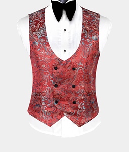 Costume de bal personnalisé, smoking classique de <span class=keywords><strong>mariage</strong></span> pour hommes, smoking <span class=keywords><strong>chic</strong></span> à fleurs rouges, costumes pour hommes 3 pièces - Product Image 2