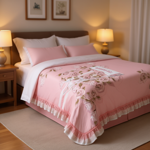 Parure de lit King Size Antonieta 2,6m x 2,4m, motif floral, style princesse, avec volants, pour la maison - Product Image 2