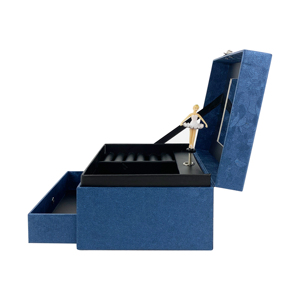 Yiyu OEM/ODM Luxury Hand Crank Blue Floral Ballerina Music Box with Spinning Function Eco-Friendly Paper Jewelry Organizer - Product Image 3