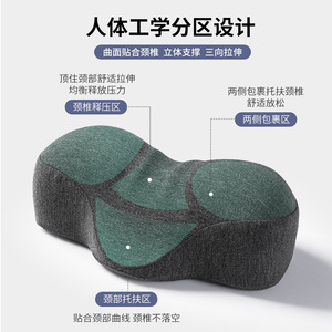 Cervical Support Memory Foam Pillow Bone Type Firm Dark Gray For Bed Dorm Hotel Hospital - Product Image 2