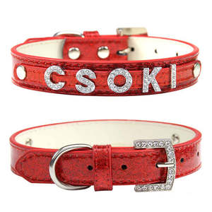 <span class=keywords><strong>Collar</strong></span> de Lujo Personalizable Moderno para Perros Pequeños, de Microfibra Sólida con Letras de Diamantes de Imitación y Purpurina DIY - Product Image 3